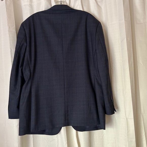 Pronto Uomu Platinum Blue Plaid 2 Button Sport Blazer, Size 44R - Picture 2 of 12